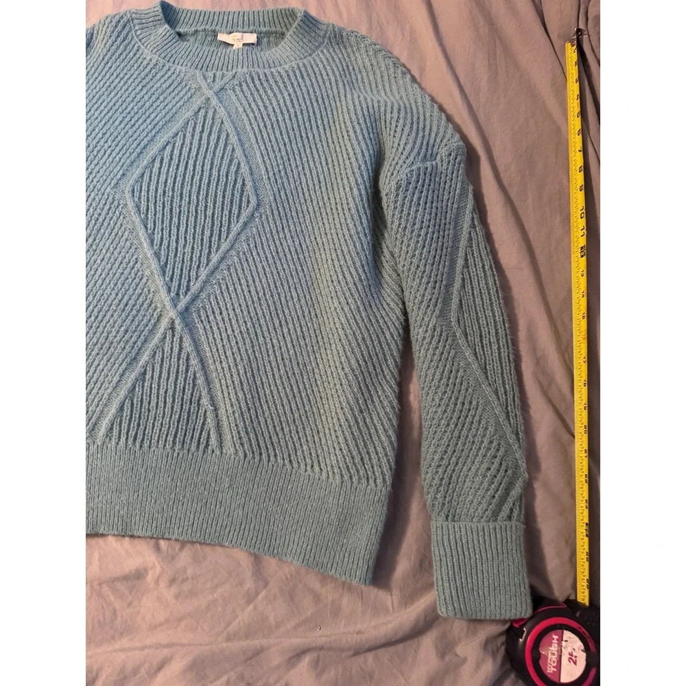 Easel Los‎ Angeles Blue Textured Diamond Rib Knit Oversized Sweater Small NWT